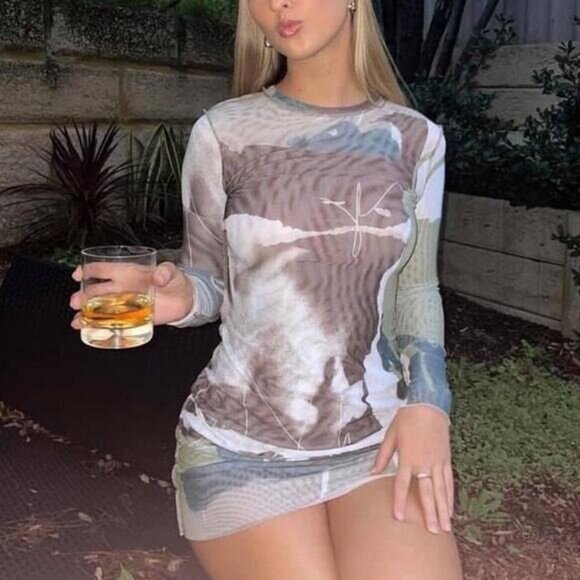 NWT iNAMORATA Vita Mesh Mini Dress Size XS - Picture 2 of 10